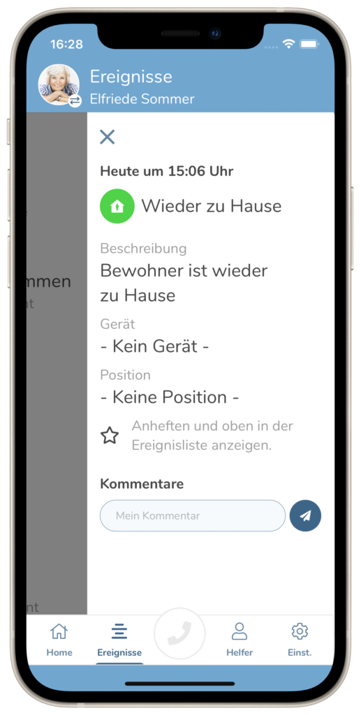Screenshot easierLife App: Kommentare