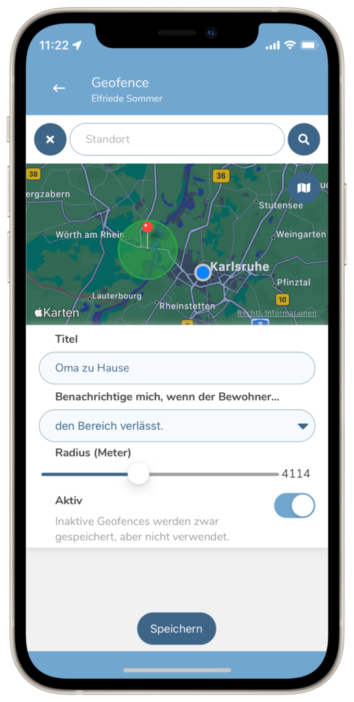 Geofencing Radius erstellen easierLife App